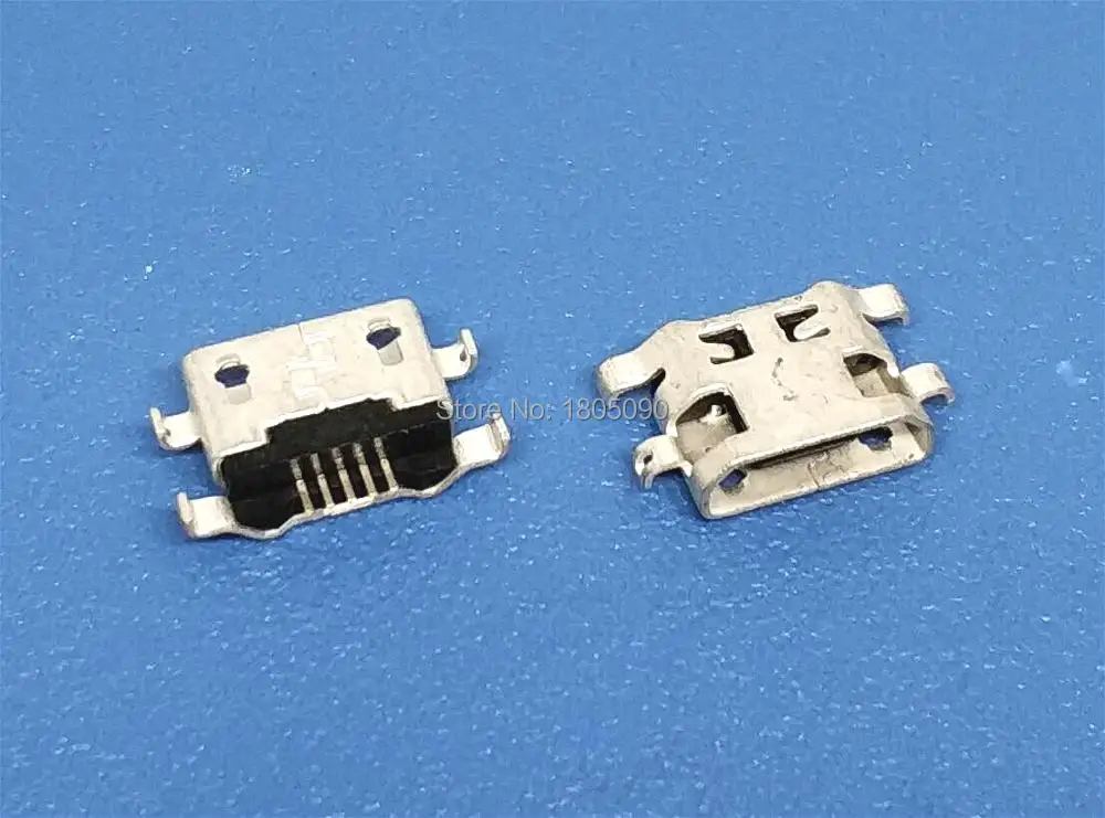 100pcs Micro USB Connector 5pin reverse heavy plate 1.2mm Flat mouth without curling side Female For HUAWEI G7 Lenovo Mini USB