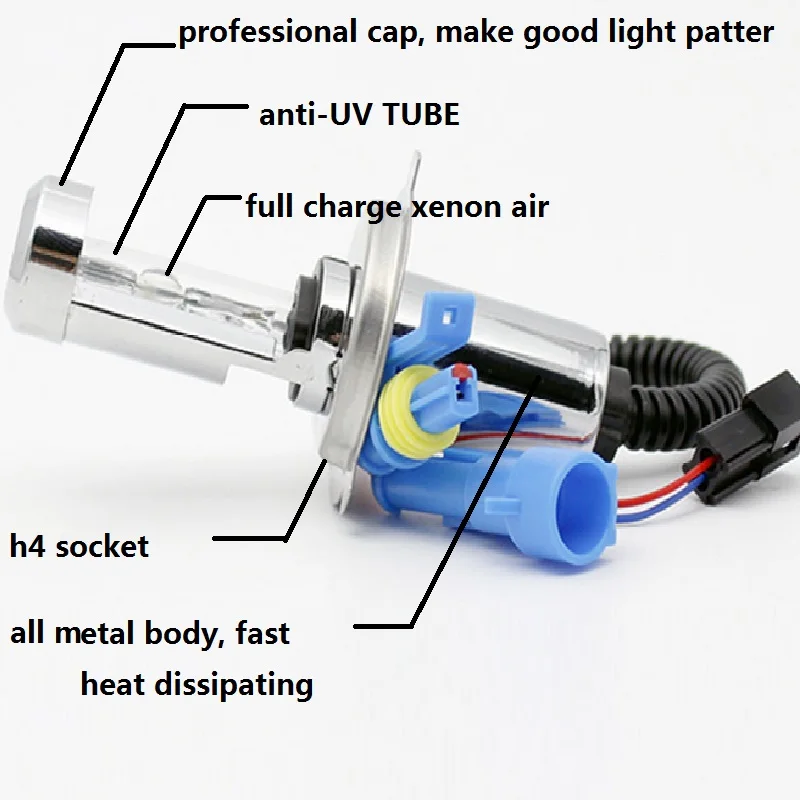 2pcs bi xenon  H4 bi-xenon car hid  headlight Headlamp for universal car truck H4 Hi low bulb