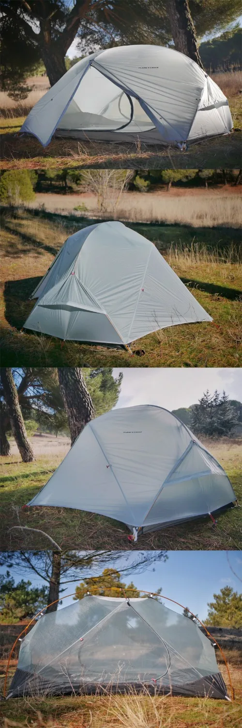 FLAME'S CREED 2 People Backpacking Tent Outdoor Camping 4 Season Winter 15D Tent Double Layer Waterproof Hiking Survival