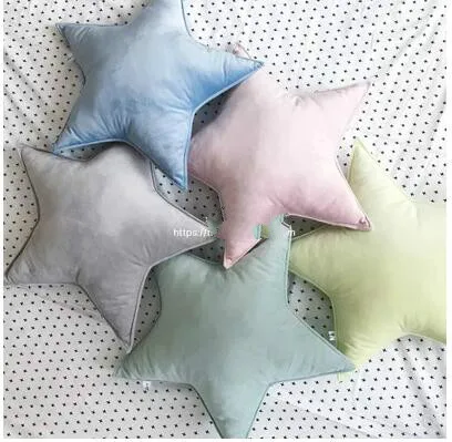 simple solid color velvet fabric star shaped cushion throw pillow backrest indoor birthday gift