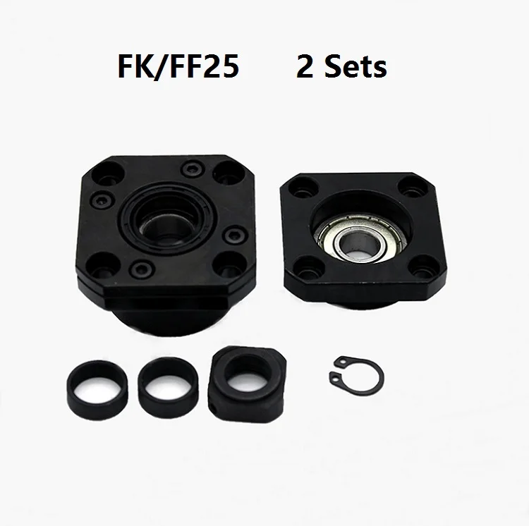 

2pcs FK25 Fixed Side and 2pcs FF25 Floated Side for ball screw end support cnc part 2 sets FK/FF25