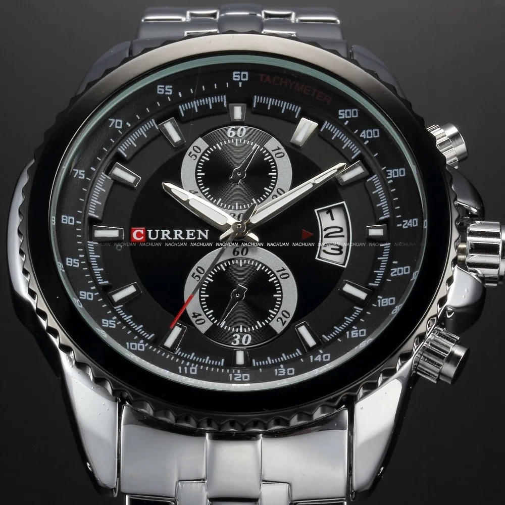 CURREN 8082 Luxury brand sports Watch men Quartz Watches Auto Date Dress wristwatch military watches man full steel watch