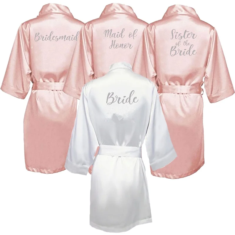 personalize bride bridesmaid robe with any letters mother sister of the bride wedding gift bathrobe kimono satin robes