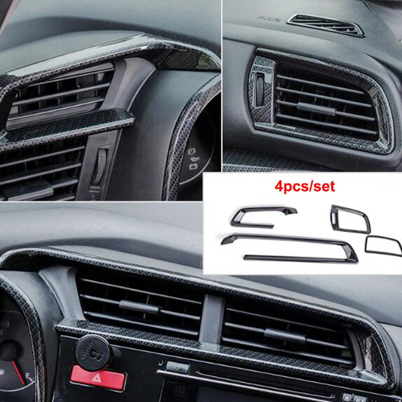 Dla Honda FIT JAZZ akcesoria 2014 2015 2016 Car Styling Chrome LHD samochodów przednia klimatyzator wylot wentylacyjny Panel obudowa wykończenia