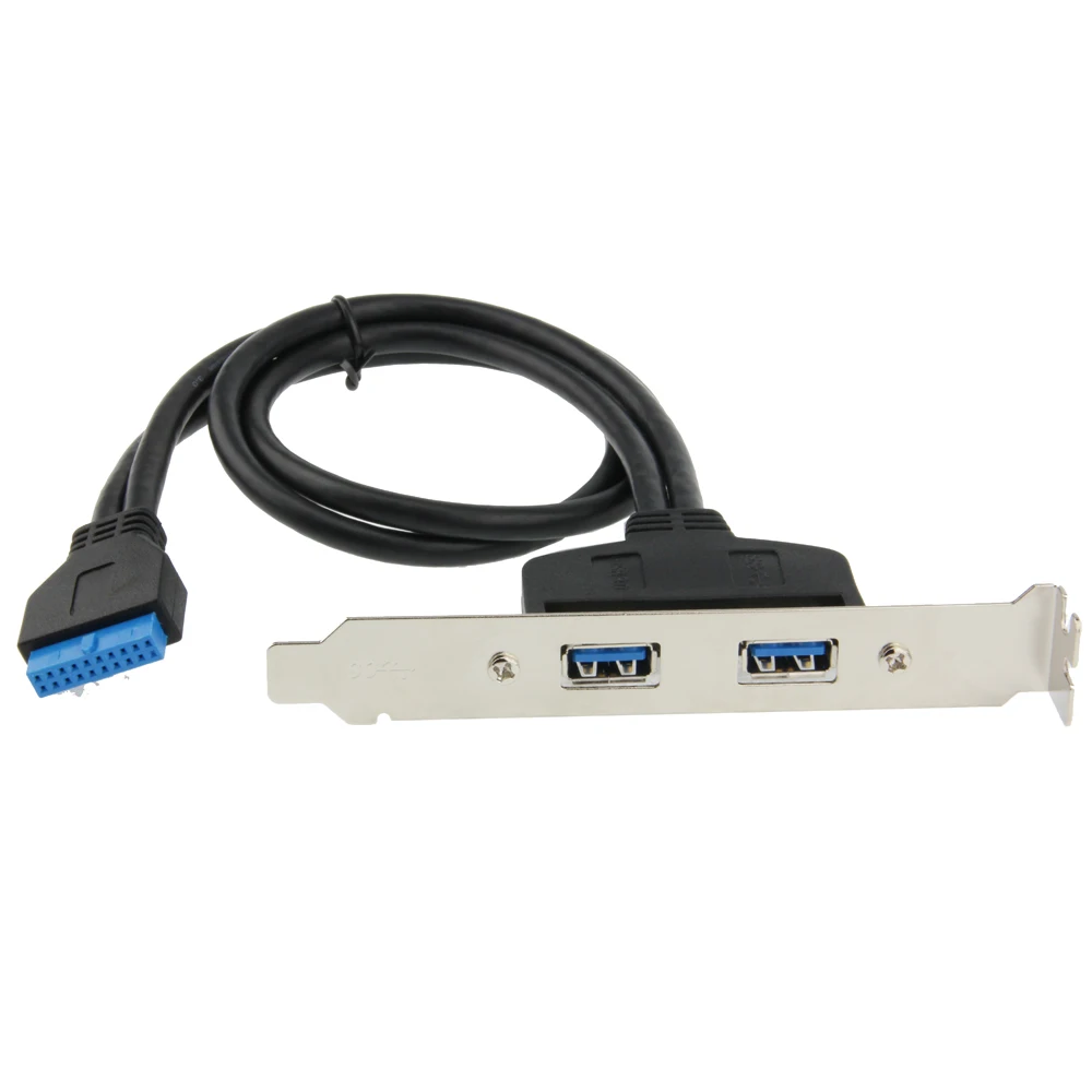1.5ft 19/20 Pin perempuan USB sundulan Dual USB 3.0 Tyep A Perempuan Kabel Desktop USB3.0 Splitter Kabel PCIe profil bracket