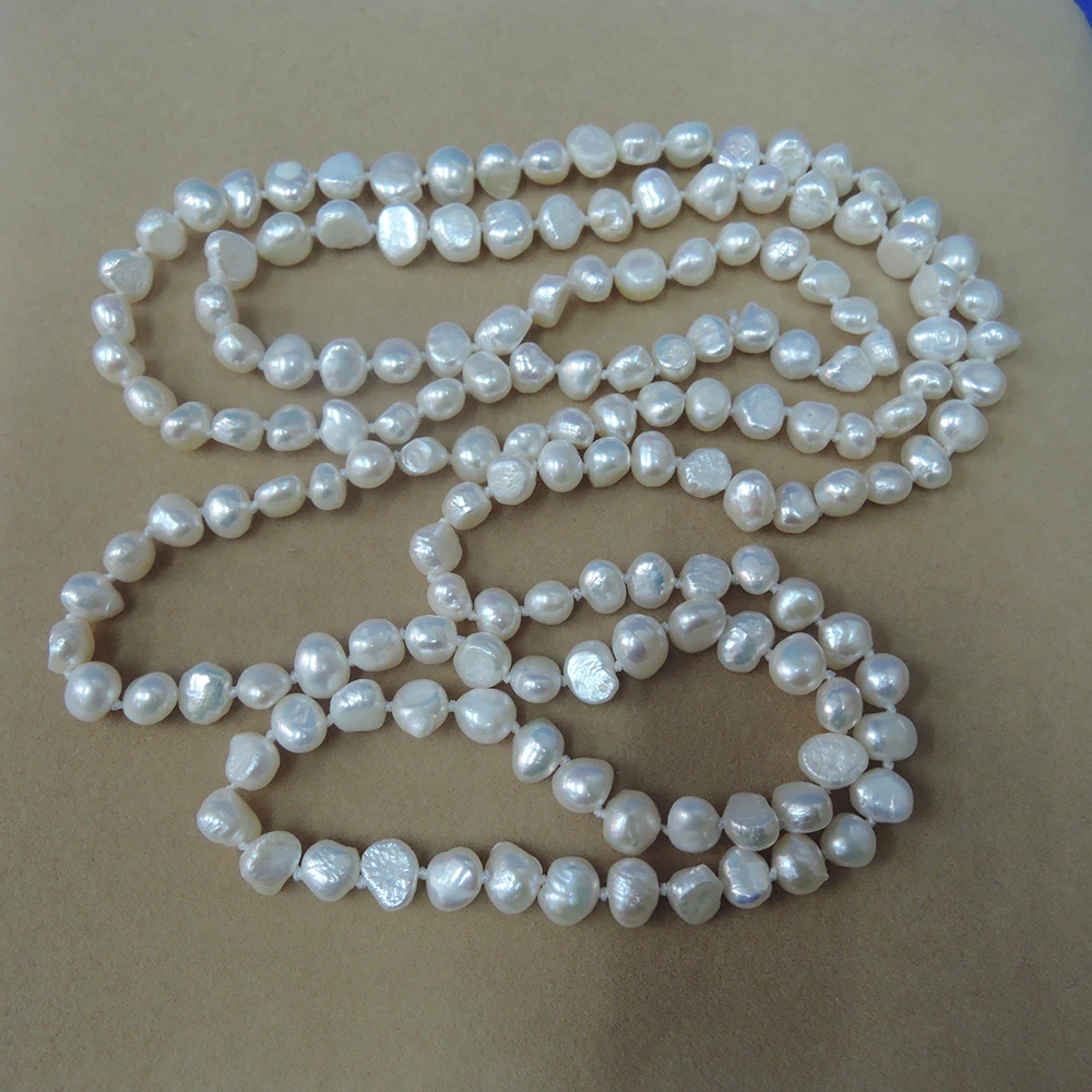 100% NATURE FRESHWATER PEARL LONG NECKLACE-120 CM long pearl necklace,7-8 mm pearl