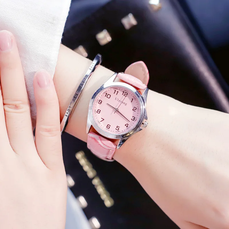 Ulzzang Brand Silver Big Dial Women Watches Simple White Leather Ladies Quartz Wrist Watch Fashion Female Clock Relogio Feminino