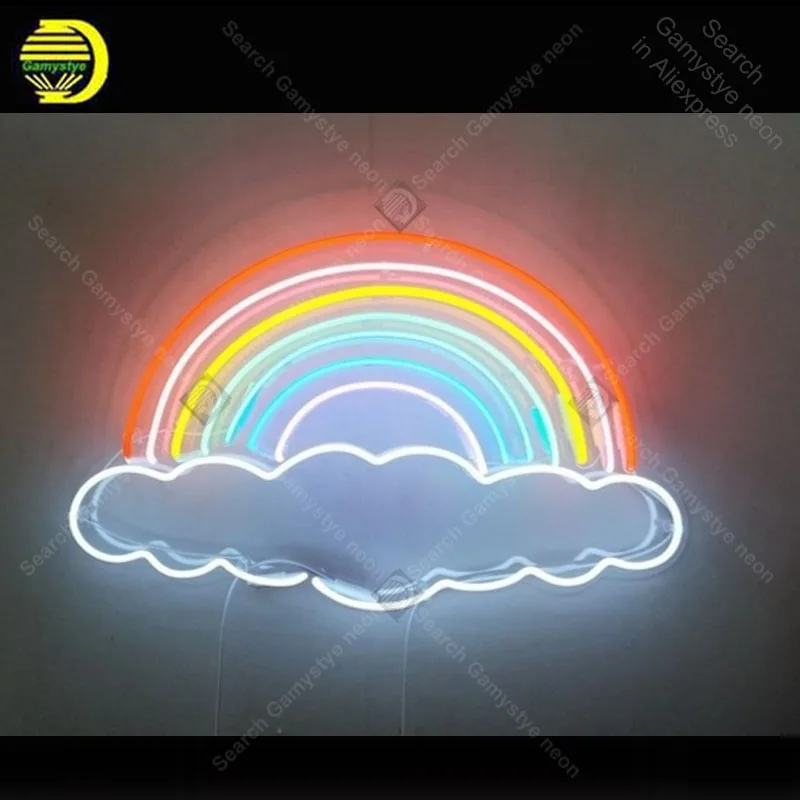 

Rainbows Clouds Neon Sign charming Handmade neon light Decorate Home Bedroom Iconic Art Neon Lamps with Clear Board lamp Artwork