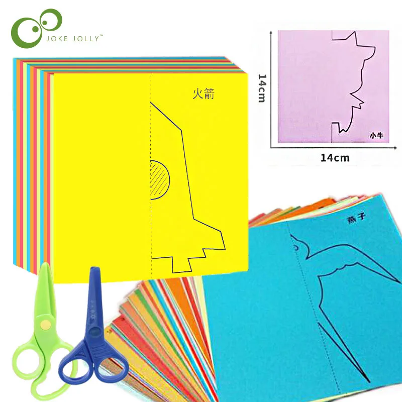48 sztuk/zestaw dzieci kreskówki kolorowy papier składanie i cięcie zabawek/dzieci kingergarden rzemiosło artystyczne DIY zabawki edukacyjne