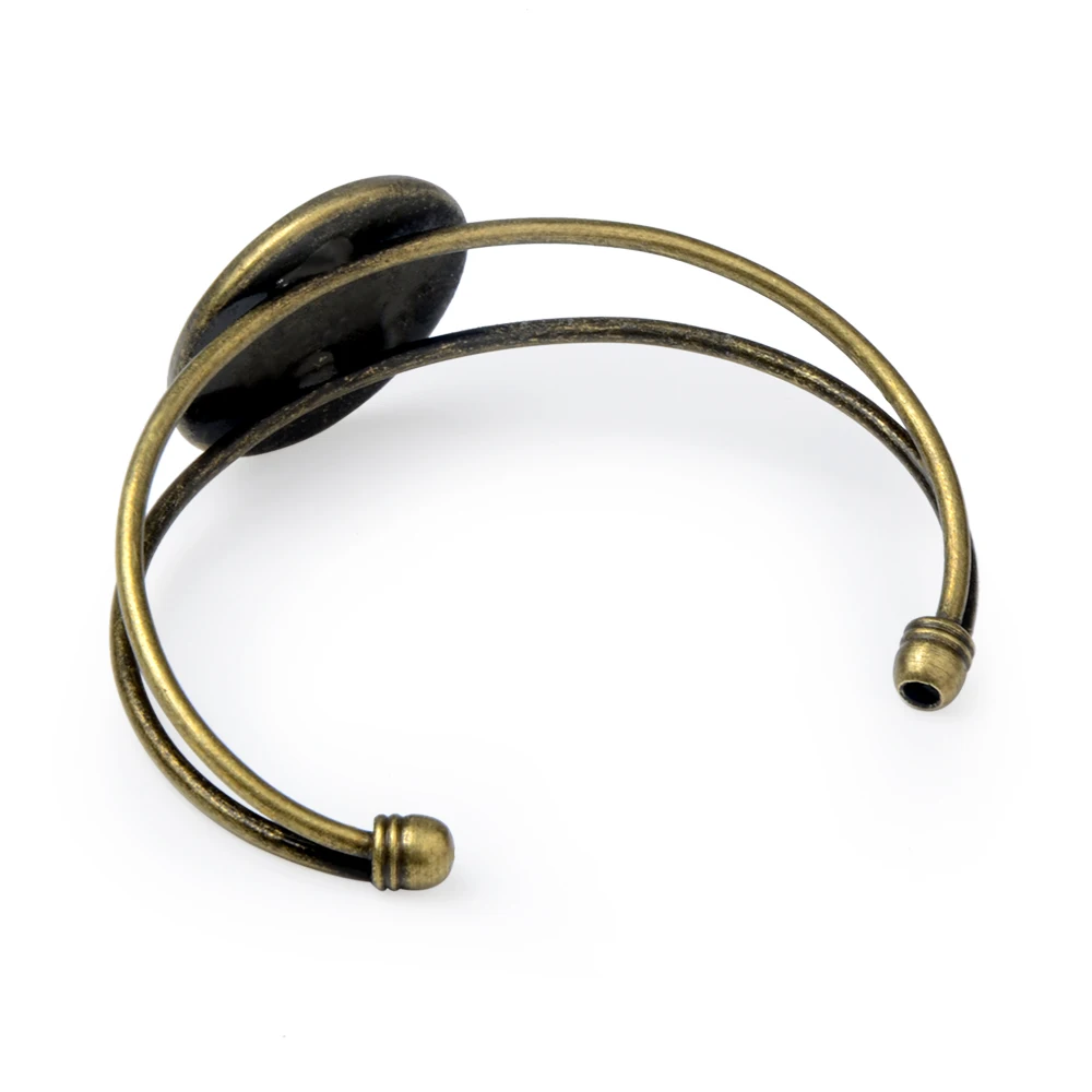 LFPU Bronze Rhodium Plated 25MM Blank Cabochon Bangle Base Bezel DIY Cameo Blank Cuff Bangle Bracelet Jewelry Findings