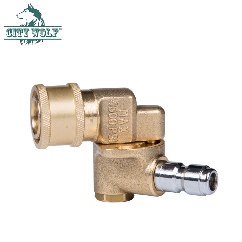 Quick Connecting Pivoting Brass Coupler Attachment 120 Degree with 5 Angles and Safety Lock for Pressure Washer Spray Nozzle