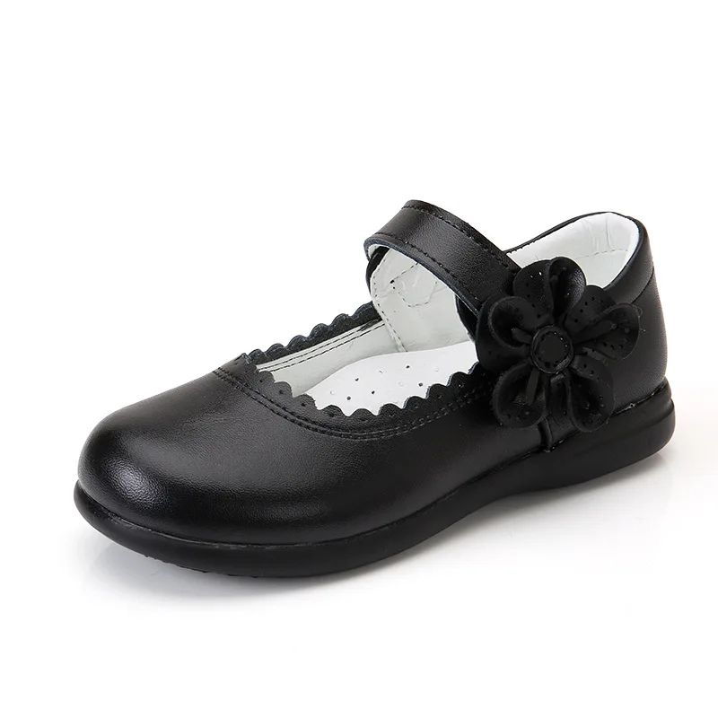 2023New Kids Children Shoes flower cowhide Princess Shoes Girls Wedding Student black Leather Shoes 3 4 5 6 7 8 9 10 11 12 13T