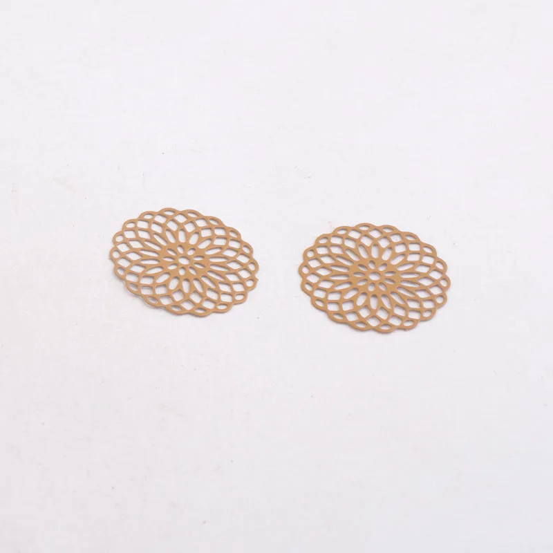 50 Stück AC2673 25mm Runde Charms Metall-Schmuck Filigran-Ohrring-Zubehör – Detail 10
