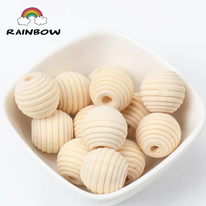 New Natural Whorl Wave Wooden Round Ball Spacer Beads for Decoration Jewelry Making Diy 20mm 10Pcs