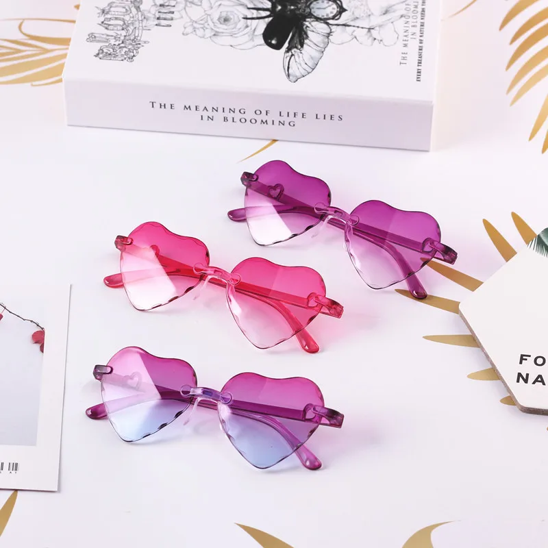 Factory Wholesale Rimless Sunglasses Kids 3-8T Plastic UV400 Child Glasses Heart Shaped Lovely Baby Girls Infantil Eyewear n620