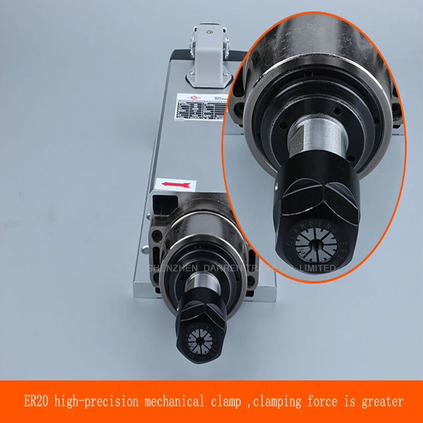 สแควร์ 2.2KW แกนระบายความร้อนด้วยอากาศ ER20 runout-off 0.01 มม.,220 V แกนมอเตอร์ 4 แบริ่งเซรามิค,แกะสลัก GRIND
