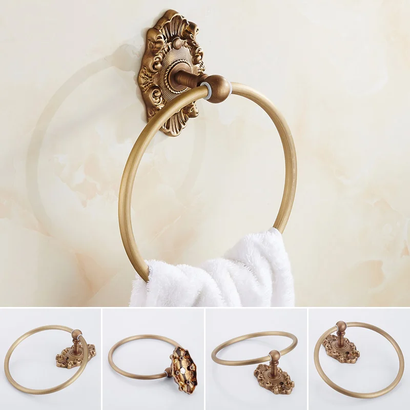 

Vidric Copper antique towel ring bathroom, Vintage brass towel rack ring wall mounted, Bathtub towel ring holder brushed