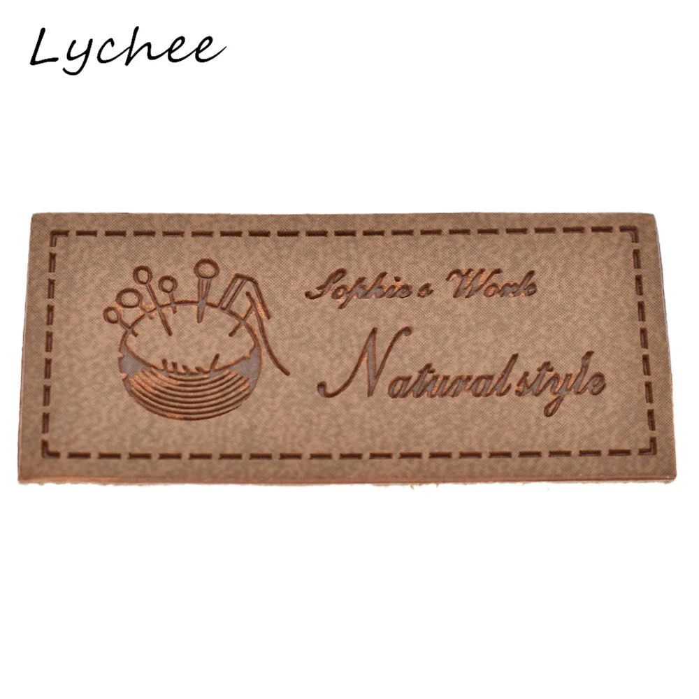 Lychee 20pcs Classic Brown Artificial PU Leather Garment Tags Label DIY Craft Sewing Bag Pants Decor Cloth Markers