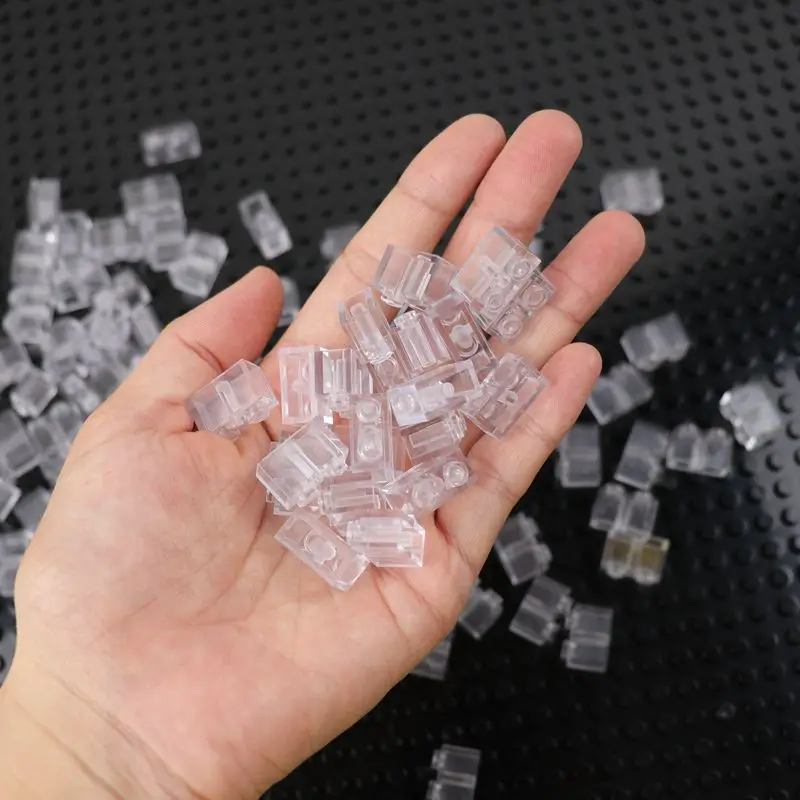 50pcs Bulk Clear Bricks 1x2 High Building Blocks Small Particles DIY Toys for Children Compatible with MOC Build Blocks 3004