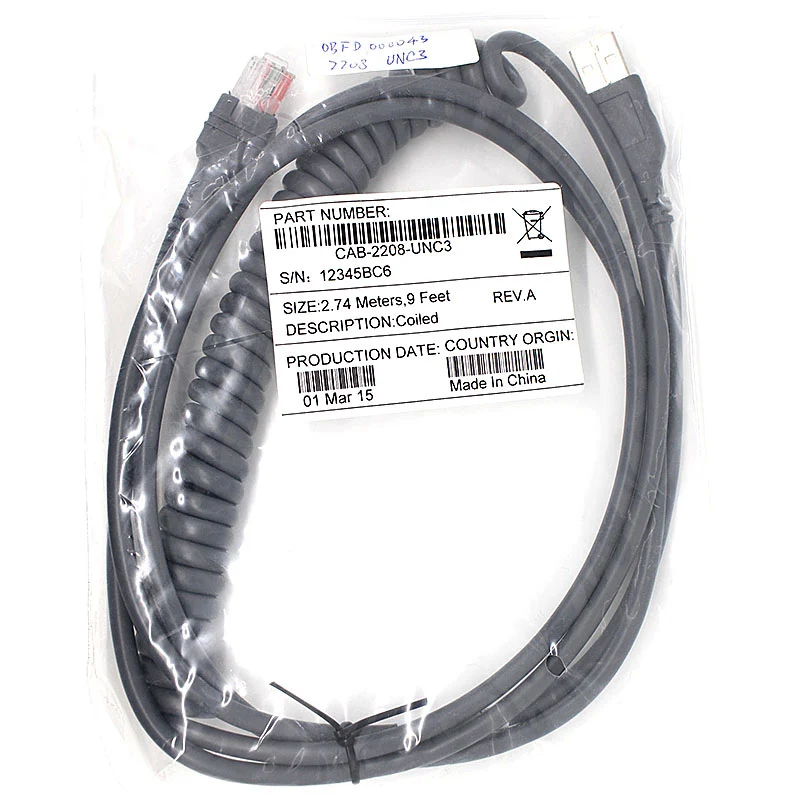 

CBA-U01-S07ZAR 3M 10FT спиральный USB-кабель, совместимый с Motorola Symbol LS2208 LS4208 LS7708 LS7808 Кабель сканера