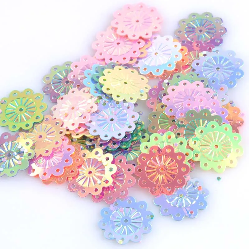 10g mixed round flower Spangle Loose Sequins Multicolor Paillettes Sewing Craft Children DIY Accessories 18mm CP1417