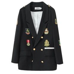 Women's Long Sleeve Blazers Suit, Female Jacket, Plus Size, Loose, Casual, Badge, Spring Paragraph, New,  Z271