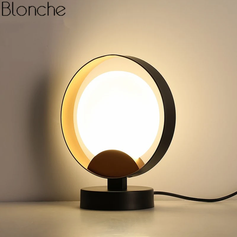 Modern Ring Table Lamp Led Moon Standing Lustre Desk Light for Living Room Bedroom Study Reading Home Lighting Fixtures Decor