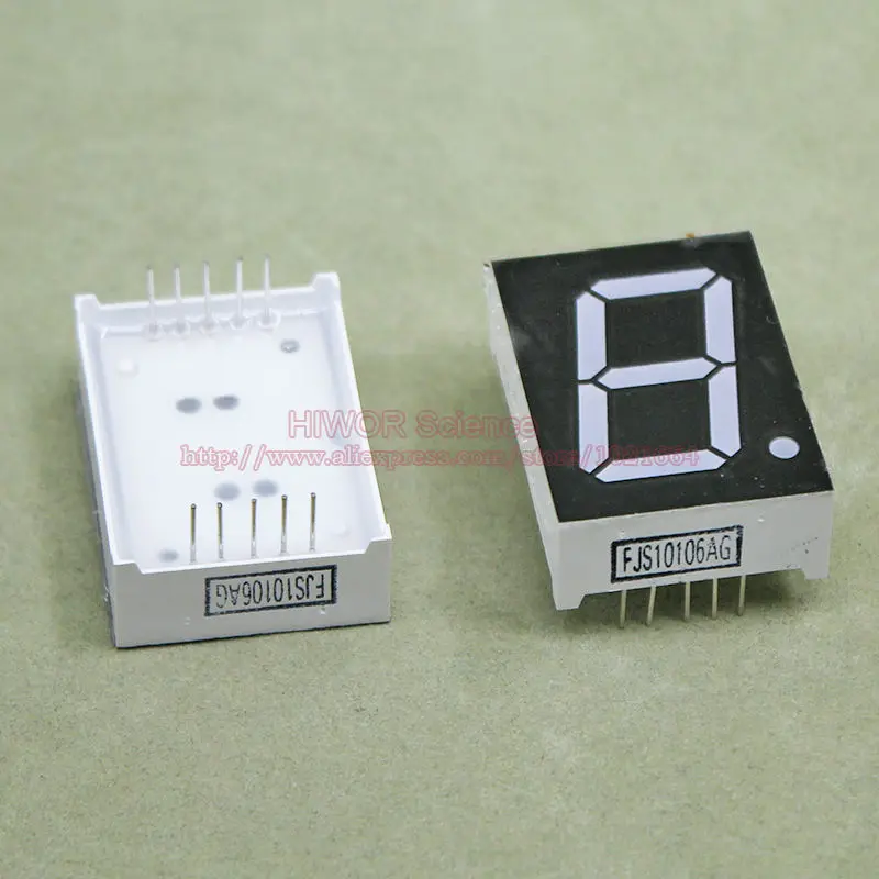 (10pcs/lot) 10 Pins 10011AG 1 Inch 1 Bit Digit 7 Segment Green LED Display Share Common Cathode Digital Display