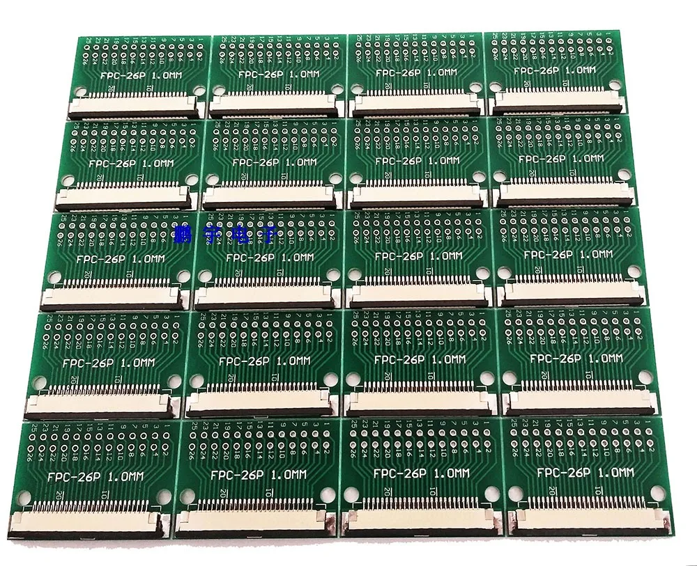 Free shipping 10pc FFC FPC 26PIN transfer board with connector FFC to DIP 2.54 adapter board 1mm 0.5mm pitch pcb double sided