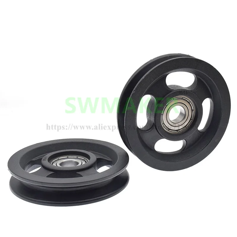 1pcs 15*100*20mm 10*100*20mm fitness equipment pulley, 6202 bearing nylon wheel, 10cm rolling wire rope, U grooved guide wheel