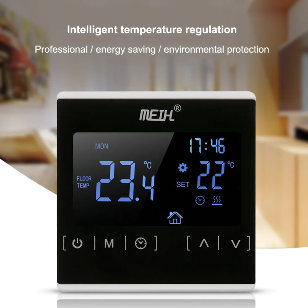 Intelligent High-power Dual-temperature Dual-control Floor Heating Temperature Control Regulator LCD Touch Screen Thermostat