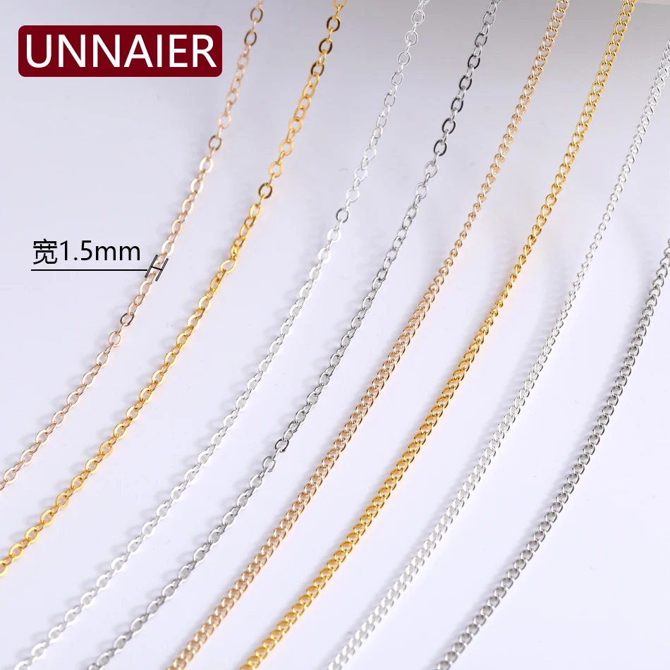 UNNAIER 1 meter, earring tassel chain 1.5mm thin chain connecting chain metal alloy handmade ear wire diy earring accessories