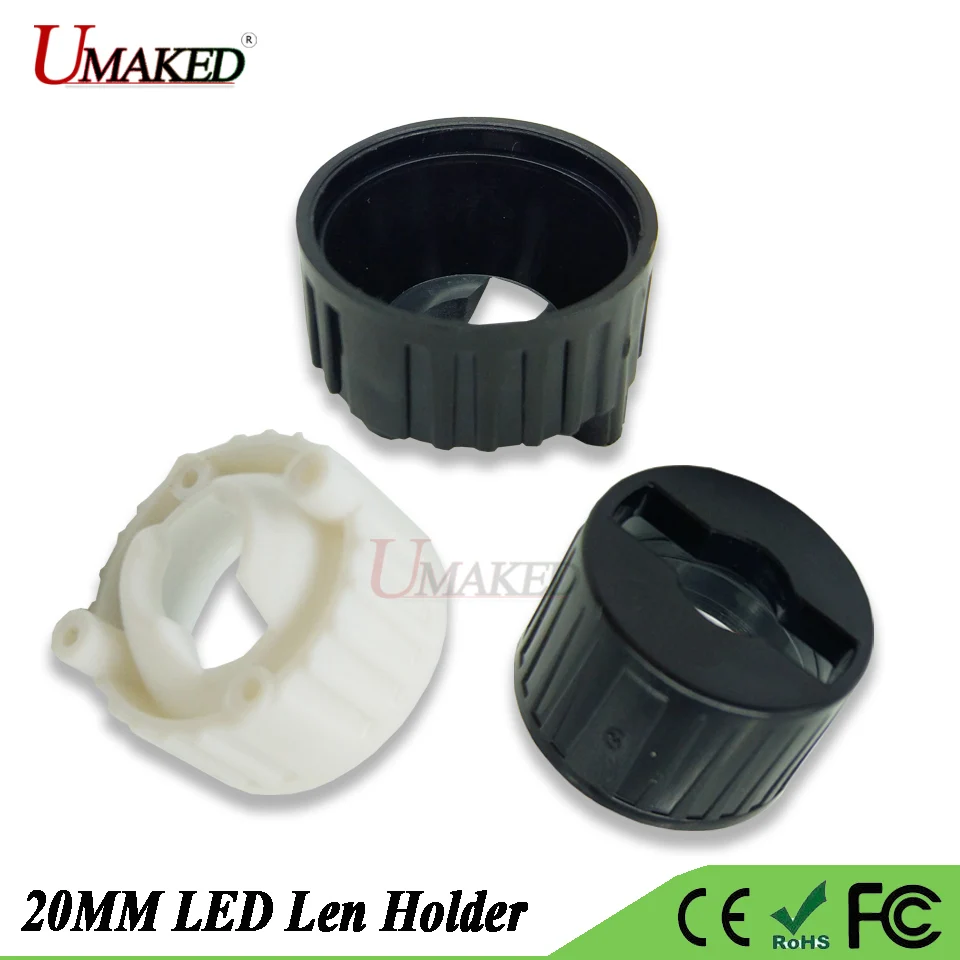 LENs For 1W 3W 5W LED lenes Holder 20mm PMMA lens Holder Flat / 2pin Len Bracket Holder White/Black For LED Blub Spotlight Diy