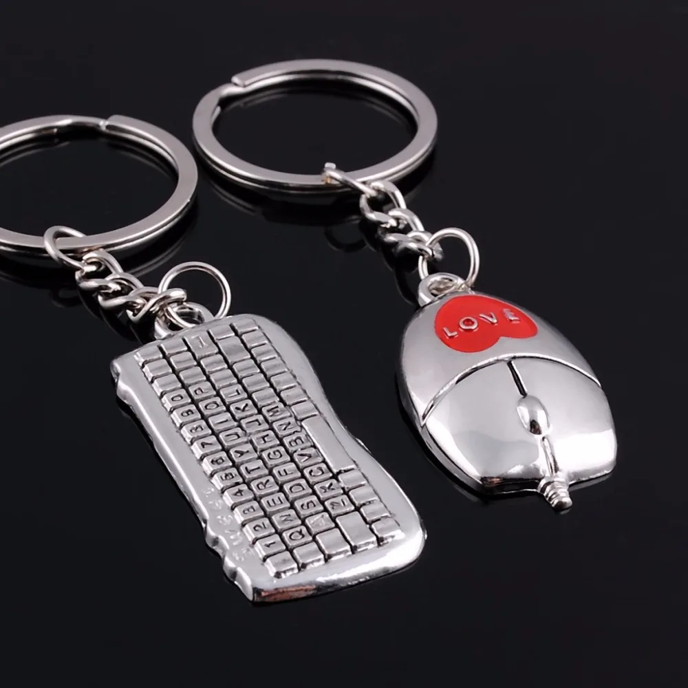 2Pc Lover Keychain Key Chain Terminator Creative Keyboard Mouse The Best Souvenir Gift Choice Auto Motorcycle Car Key Ring