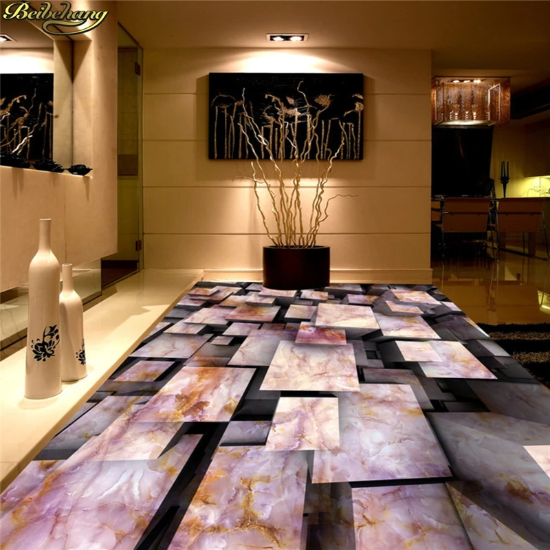 

beibehang Custom Photo Floor Painting Wallpaper Grounded Marble Thickened Wear Resistant Self Adhesive PVC Flooring