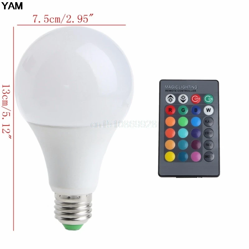 E27 LED Lamp Dimmable 16 Colors RGB Light Bulb LED Bulb Spot Light 20W Lamp Home Decor Remote Control Light ABS Material