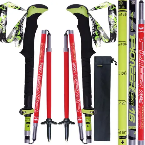 PIOMEER-야외 탄소 섬유 초경량 접이식 짧은 캠핑 트레킹 하이킹 등산 스틱, Alpenstock 폴 115/135cm PIOMEER-야외 탄소 섬유 초경량 접이식 짧은 캠핑 트레킹 하이킹 등산 스틱, Alpenstock 폴 115/135cm