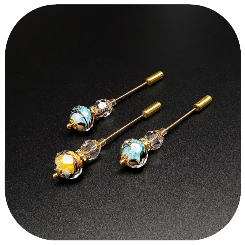 Unique Hand-made Glass Beads Lapel Pins/Hijab Pins Wholesale