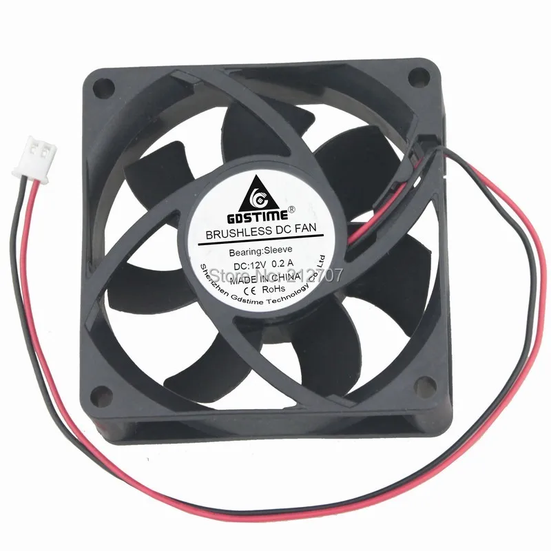 

1pcs Gdstime DC 12V 2Pin 7cm 70mm 70x70x25mm 7025 Brushless Cooling Fan