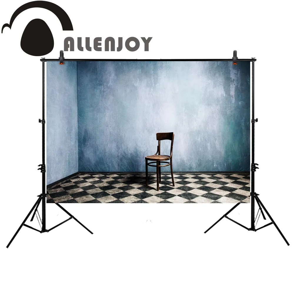 Allenjoy photography backdrop vintage chair blue wall lattice Background new photobooth photocall camera photo studio