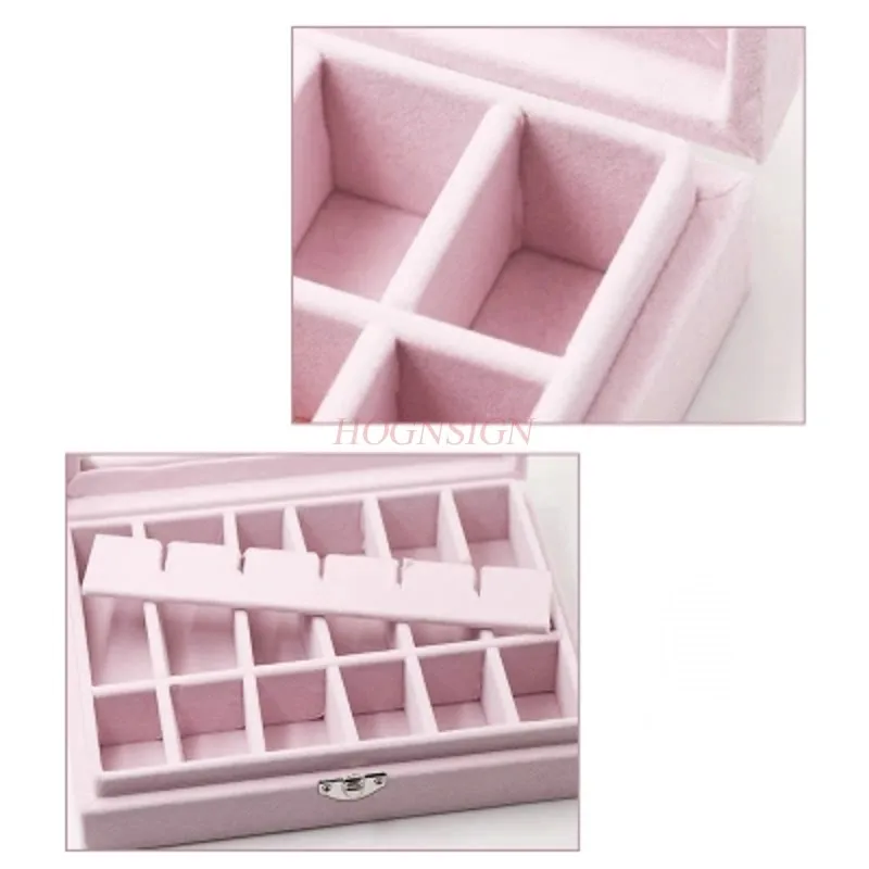 Nail Tools Pink Manicure Suede Jewelry Box Korean Jewelry Storage Box Simple Princess Girl Heart Sale