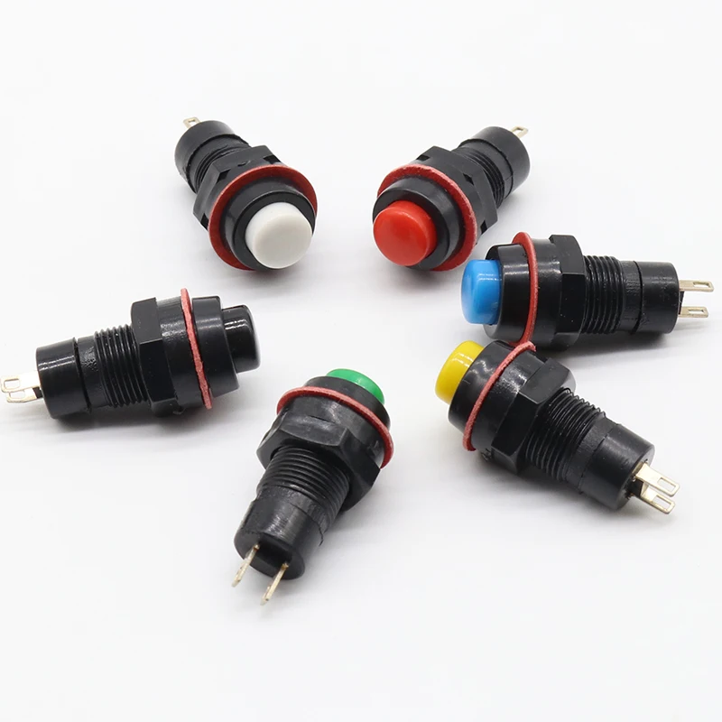 6pcs Self-locking Push Button Switch 10mm