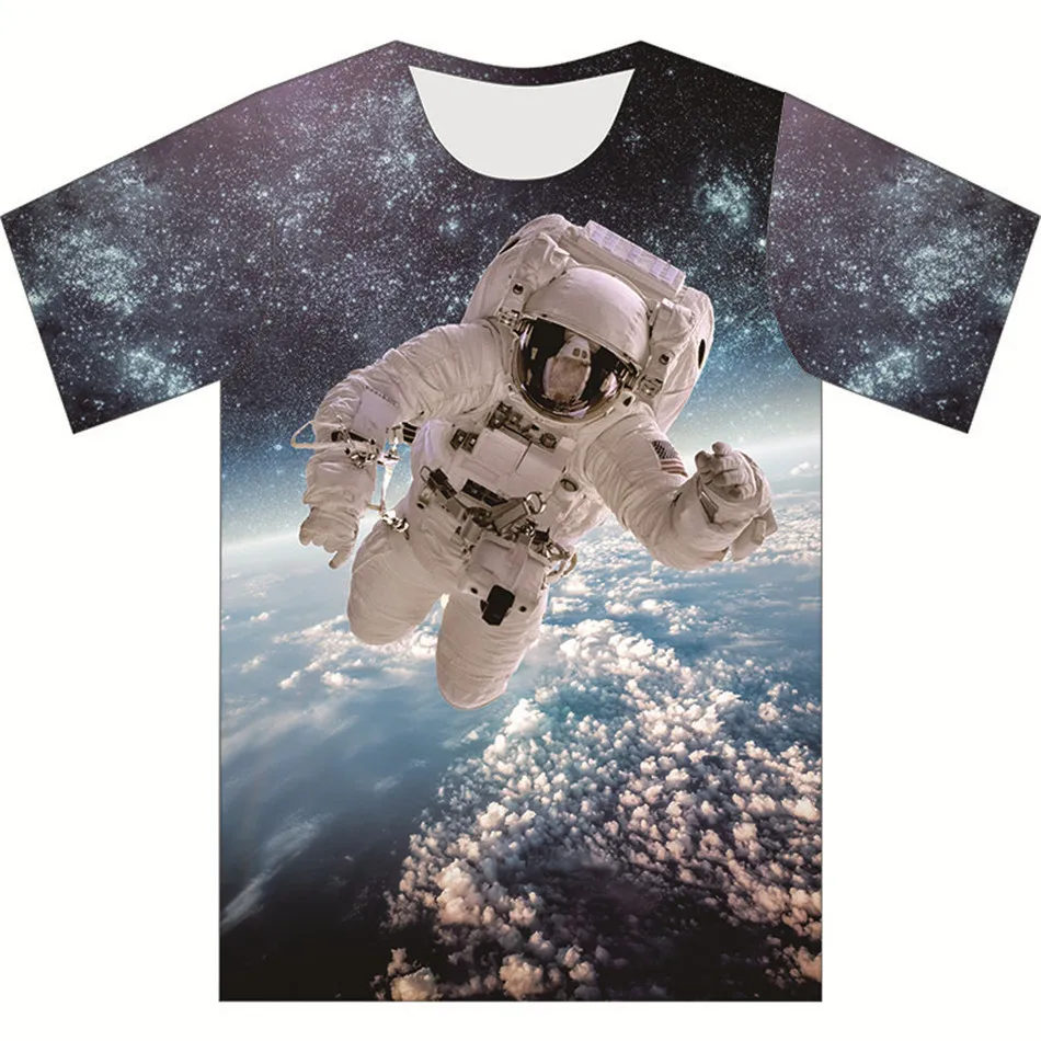 Children Clothes Camisetas 3D T-shirt Kids Colorful Space Galaxy Moon Cloud Satellite Astronauts Print T shirt Boys Girl Tshirts