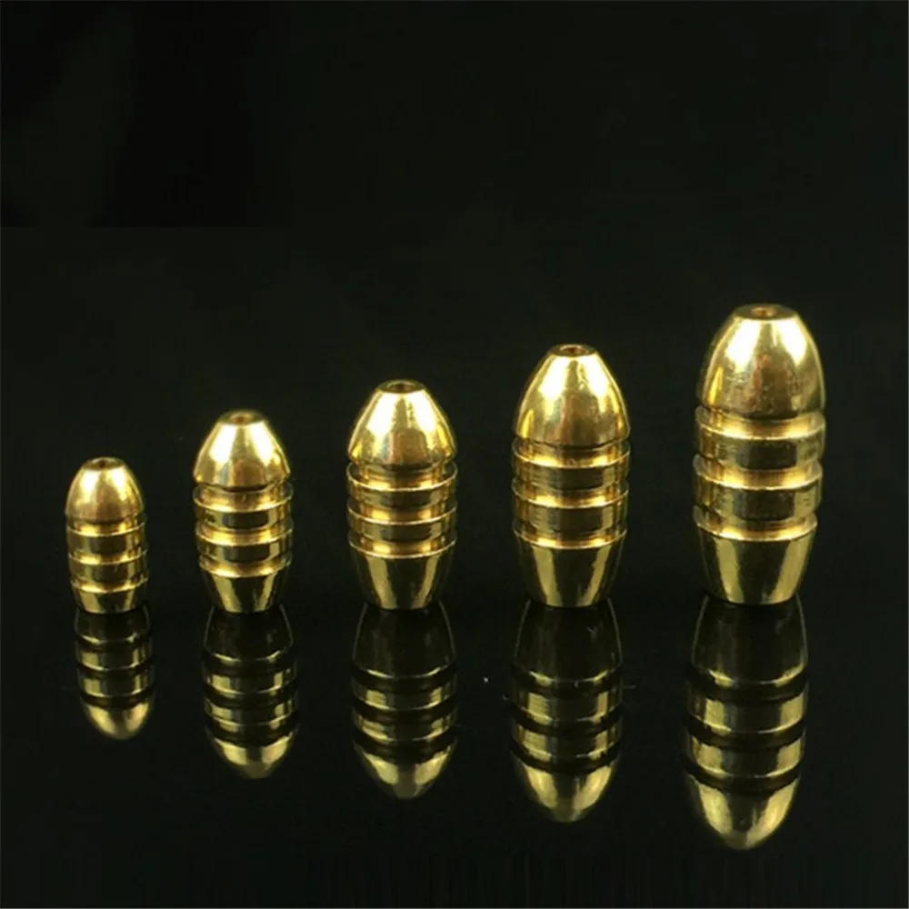 5Pcs/lot Bullet Shape Gold Lead Fishing Sinker 1.8g/3.5g/5g/7g/10g Weight For Lure Sea Fishing Accessories Tools