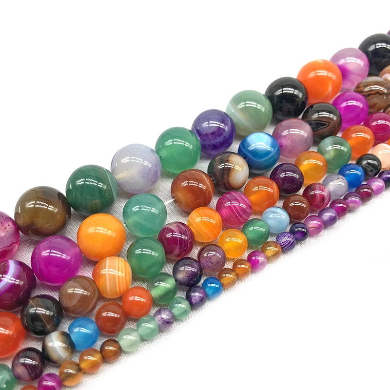 4-12mm Colorful Carnelian DIY Beads Loose Round Beads Wholesale Agat Jewelry Natural Stone Beads Accessories