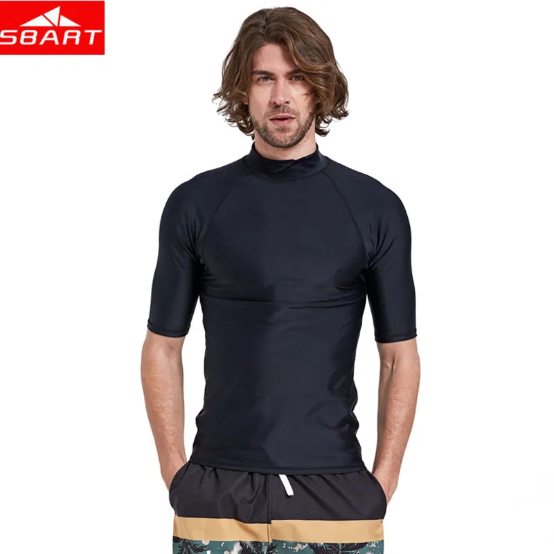 Muta da sub SBART Snorkeling uomo surf Rash Guards Top Lycra manica corta UPF50 + T-Shirt da sub per surf ad asciugatura rapida Plus 4XL