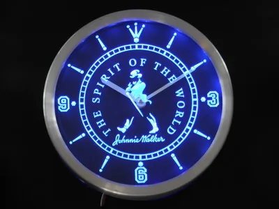 nc0125 Johnnie Walker Whisky Neon Light Signs LED Wall Clock