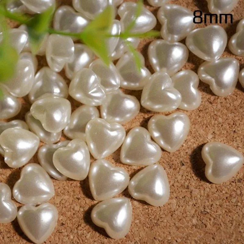 100pcs/lot 10mm Flatback ivory heart Pearl Christmas Craft Embellishment Wedding Decoration