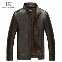 Luxury Man Genuine sheepskin leather jacket Brand Dusen Klein men slim Designer spring leather coats Black/Brown 14B0109