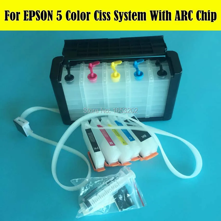 Sistema Ciss T2601 T2611-T2614 de 5 colores para impresora EPSON XP-810/XP-720/XP-625/XP-620/XP-520/XP-820 con Chips ARC